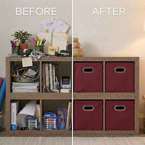 Household Essentials Fabric Storage Bins 6 Piece Set, Burgundy