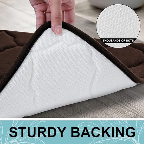 OLANLY Memory Foam Bath Mat Rug 24x16, Ultra Soft Bathroom Rugs, Brown | Thick Absorbent Carpet, Non-Slip Backing, Machine Washable, for Bathroom Floor, Tub, Shower and Home Decor Accessories