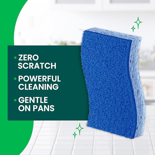 Scotch-Brite Zero Scratch Scrub Sponge, 3 Pack | Kitchen Sponges for Cleaning Home, Bathroom, Effective + Gentle Dish Scrubber, Safe on Nonstick surfaces