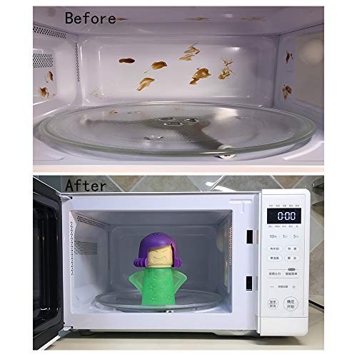 Aivwis Angry Mama Microwave Cleaner, Vinegar and Water Steam Tool (Green) | Reusable PP steam tool loosens dried splatters with vinegar and water, helping make routine microwave wipe-downs easier