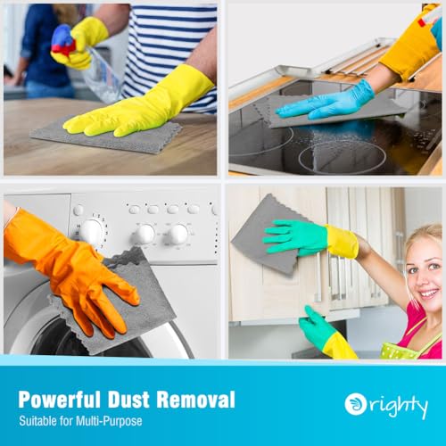 Orighty Microfiber Cleaning Cloth - 24 Pack, Grey Cleaning Rags 12x11 inch | Microfiber Towels for Cars, Highly Absorbent Household Cleaning Supplies, Reusable Lint Free Cloths for House, Kitchen