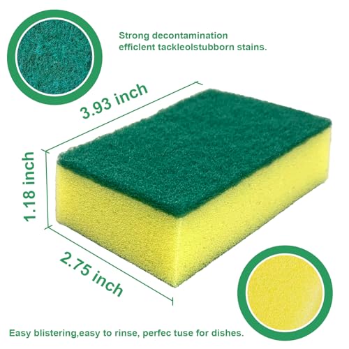 24 Pack Kitchen Cleaning Sponges,Scrub Sponges | Non-Scratch Scrub Dish Sponge Safe on Non-Stick Cookware,Stink-Free Cleaning Supplies for Pots, Pans