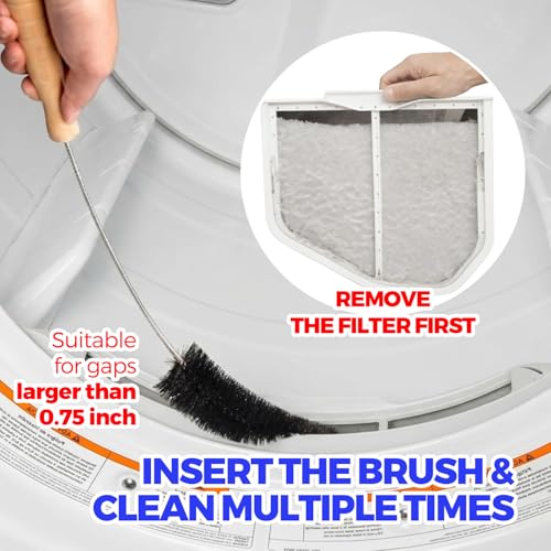 Holikme Dryer Vent Cleaner Kit, 3 Pcs Replacement Lint Brush for Vent Trap | Dryer Vent Cleaning Kit with Crevice Tool - Deep Lint Brush for Dryer Trap &amp; Filter, Flexible Nylon Bristles