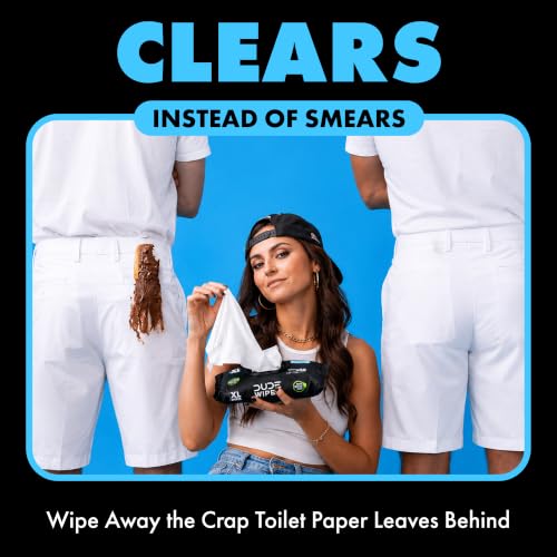 DUDE Wipes Unscented Adult Flushable Wet Wipes, Sensitive Skin, 48 Count | 99% water, extra large flushable butt wipes. Fragrance free, hypoallergenic, vitamin E and aloe. Septic safe. 1 pack of 48.