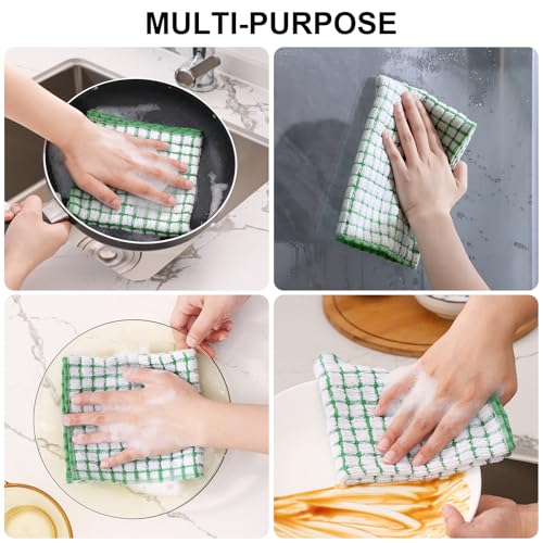 Kitinjoy Cotton 8 Pack Terry Kitchen Dish Cloths, Mixed Color | 12 x 12 Inches Super Soft and Absorbent Dish Rags, Quick Drying Dish Towels for Washing Dishes