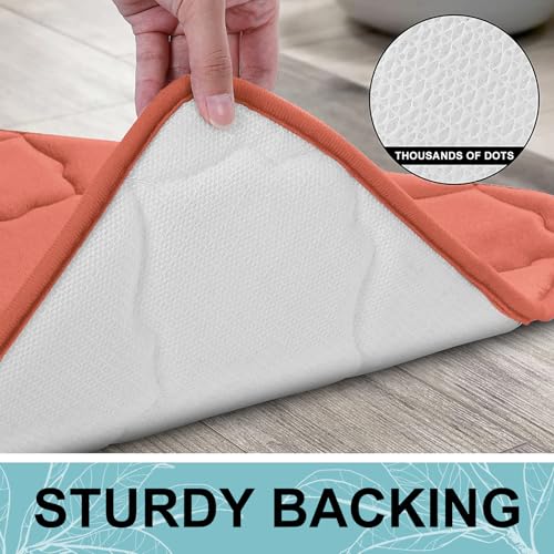 OLANLY Memory Foam Bath Mat Rug 24x16, Ultra Soft Bathroom Rugs, Coral | Thick Absorbent Carpet, Non-Slip Backing, Machine Washable, for Bathroom Floor, Tub, Shower and Home Decor Accessories