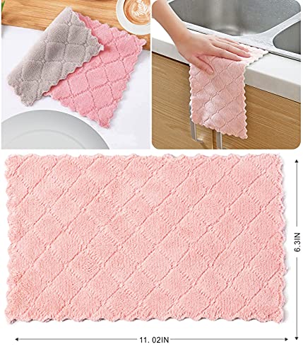 10 Pack Kitchen Cloth, Microfiber Dish Towels Washcloths, Super Absorbent Coral Velvet Dishtowels, Premium Cleaning Cloths,Non-Stick Oil Quick Dry Dish Towels, Soft Tea Towel, Table Cleaning Cloths.