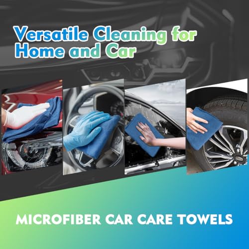 HOMEXCEL Lake Green Microfiber Cleaning Cloth 12 Pack 12.5 x 12.5 inch Microfiber Towels for Cars Ultra Absorbent Car Washing Cloth Lint Free Streak Free Cleaning Rags for Car, Kitchen Window