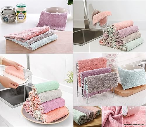12 Pack Cleaning Cloth Kitchen Cloth, Dish Towels Super Absorbent Coral Velvet Dishtowels, Microfiber Premium Soft Tea Towels, Quick Dry Rags, Multipurpose Reusable Washcloths, Non-Stick Oil Cloths.