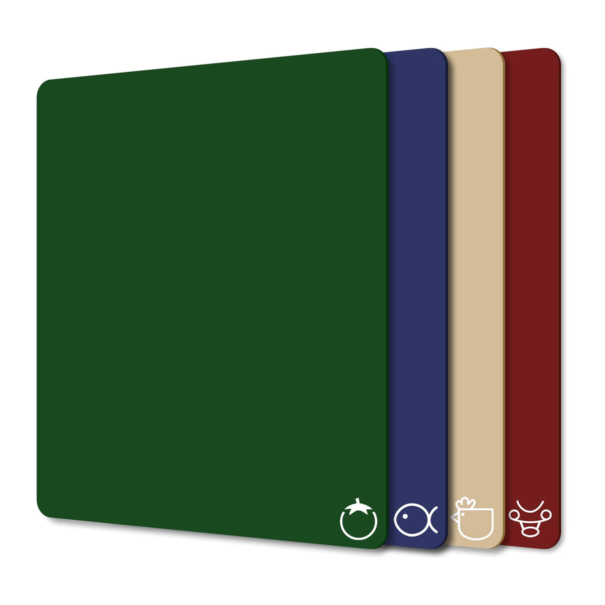 WK Plastic Flexible Cutting Boards for Kitchen Set of 4, Colored Cutting Board Mats with Food Icons, Non-Slip Cutting Mats, BPA Free, Dishwasher Safe