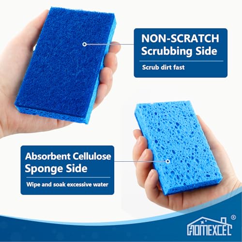 HOMEXCEL Sponges Kitchen 24 Pack, Non Scratch Scrub Dish Sponge for Dishes | Dual Sided Cleaning Sponges for Washing Dish &amp; Non-Stick Cookware, Blue Cellulose Sponge for Sink, Kitchen, Household