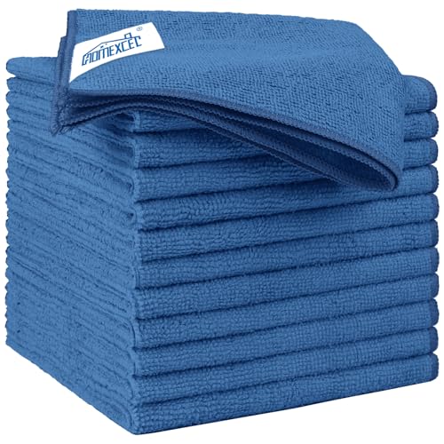 HOMEXCEL Lake Green Microfiber Cleaning Cloth 12 Pack 12.5 x 12.5 inch Microfiber Towels for Cars Ultra Absorbent Car Washing Cloth Lint Free Streak Free Cleaning Rags for Car, Kitchen Window