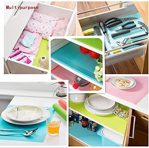 Aiosscd 7 PCS Shelf Mats Refrigerator Liners Washable Refrigerator Pads Fridge Mats Drawer Placemats Home Kitchen Gadgets Accessories Organization for Top Freezer(2green+2pink+3blue)