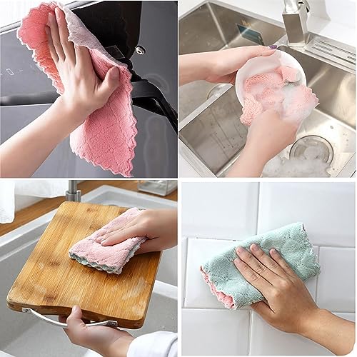12 Pack Cleaning Cloth Kitchen Cloth, Dish Towels Super Absorbent Coral Velvet Dishtowels, Microfiber Premium Soft Tea Towels, Quick Dry Rags, Multipurpose Reusable Washcloths, Non-Stick Oil Cloths.