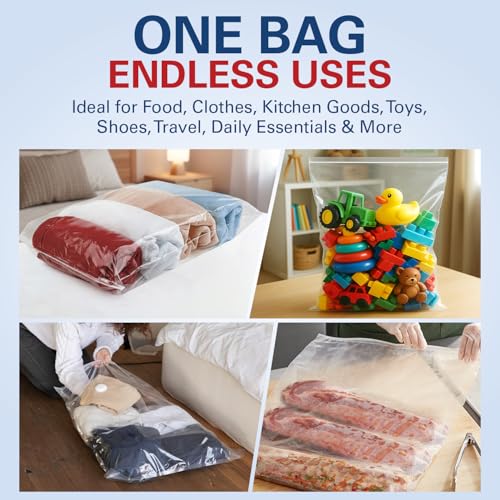 Clearly Elegant Clear Plastic Zipper Bags, 18"x24" Pack of Plastic Bag with Zipper, Ideal Large Zip Bags for Food, Storing Clothes, Blankets and Household Items (Pack Of 10)