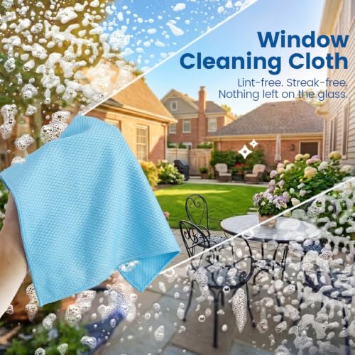 Niveaya Microfiber Glass Cleaning Cloth, Reusable Fish Scale Cloth 8 Pack | Streak Free Lint Free Cleaning Towels, Quick Drying Polishing Cloth for Window, Kitchen, Shower, Stainless Steel, Auto
