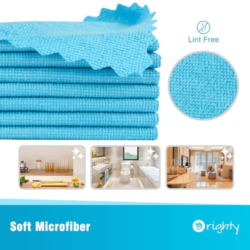Orighty Microfiber Cleaning Cloth - 24 Pack, Blue Cleaning Rags 12x11 inch | Microfiber Towels for Cars, Highly Absorbent Household Cleaning Supplies, Reusable Lint Free Cloths for House, Kitchen