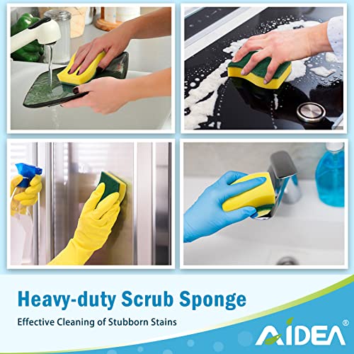AIDEA Sponges Kitchen, 24 PK Heavy Duty Dish Sponges Kitchen, Scrub Sponges | Sponges for Cleaning Stink-Free, Reusable Cleaning Dish Scrubber Sponges for Home/ kitchen/ Restaurant/ Household Cleaning