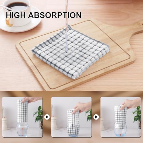 Kitinjoy Cotton 8 Pack Terry Kitchen Dish Cloths, Grey | 12 x 12 Inches Super Soft and Absorbent Dish Rags, Quick Drying Dish towels for Washing Dishes