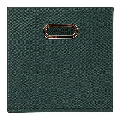 Household Essentials Foldable Fabric Storage Cubes 6-Pack – 11x11x11 Stackable Non-Woven Bins with Chipboard Sides &amp; Grommet Handles – Closet, Shelf, Nursery, or Office Organizer – Dark Green