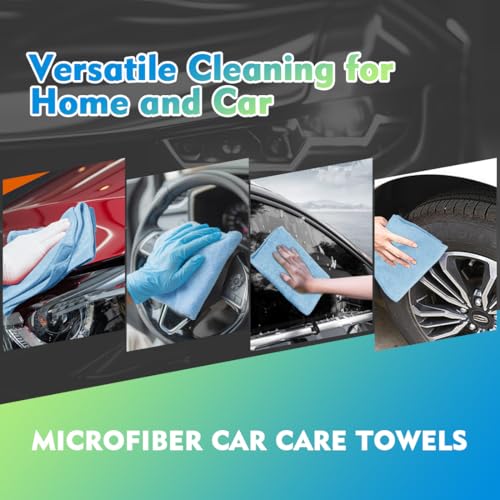 HOMEXCEL Blue Microfiber Cleaning Cloth 6 Pack 12.5 x 12.5 inch Microfiber Towels for Cars Ultra Absorbent Car Washing Cloth Lint Free Streak Free Cleaning Rags for Car, Kitchen Window
