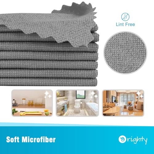 Orighty Microfiber Cleaning Cloth - 24 Pack, Grey Cleaning Rags 12x11 inch | Microfiber Towels for Cars, Highly Absorbent Household Cleaning Supplies, Reusable Lint Free Cloths for House, Kitchen