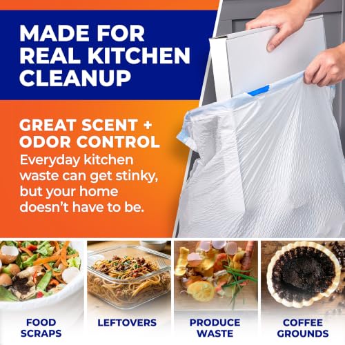 Hefty Ultra Strong 13 Gal Kitchen Trash Bags, White, Lavender Vanilla, 80ct | 13G Tall White Trash Bags with Drawstrings for Kitchen and Home Use, Resists Leaks, Punctures, Rips, Continuous Odor Control