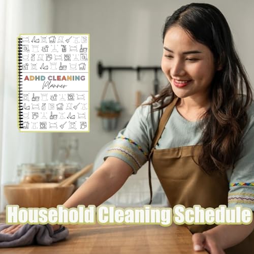 ADHD Cleaning Planner for Adults | Household Cleaning Schedule and Checklist Organizer, Daily, Weekly and Monthly Yearly Cleaning Checklist