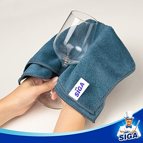 MR.SIGA Microfiber Cleaning Cloths, Streak Free Microfiber Towels, 12 Pack | All-purpose microfiber cloths, ultra absorbent, reusable household cleaning towels, Light Teal, 32 x 32 cm(12.6 x 12.6 inch)