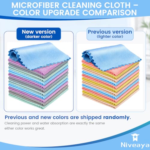 Niveaya 12 Pack Reusable Fish Scale Cloth, Microfiber Glass Cleaning Cloth | Quick Drying Polishing Cloth, Streak Free Lint Free Cleaning Rags for Glass Kitchen Window , Nano Cloth Magic Cleaning Towels