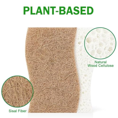 AIDEA Sponges Non Scratch, 6Count, Natural Sponge for Non Stick Cookware | Sponges Kitchen, Cellulose Scrub Sponge for Dishes, Cleaning Power for Kitchen, Bathroom, Household