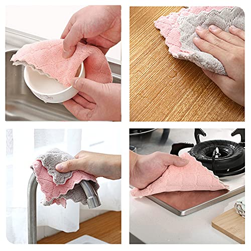 10 Pack Kitchen Cloth, Microfiber Dish Towels Washcloths, Super Absorbent Coral Velvet Dishtowels, Premium Cleaning Cloths,Non-Stick Oil Quick Dry Dish Towels, Soft Tea Towel, Table Cleaning Cloths.