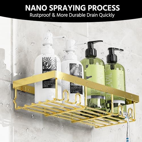 Moforoco 3-Pack Shower Caddy Basket Shelf with Soap Holder, No Drilling Traceless Adhesive Shower Wall Shelves, Rustproof Black Bathroom Shower Storage Organizer