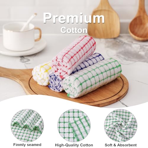 Kitinjoy Cotton 8 Pack Terry Kitchen Dish Cloths, Green | 12 x 12 Inches Super Soft and Absorbent Dish Rags, Quick Drying Dish towels for Washing Dishes