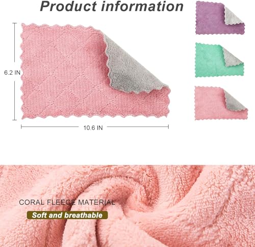 20 Pack Cleaning Cloth Kitchen Cloth, Dish Towels Super Absorbent Coral Velvet Dishtowels, Microfiber Premium Soft Tea Towels, Quick Dry Rags, Multipurpose Reusable Washcloths, Non-Stick Oil Cloths.