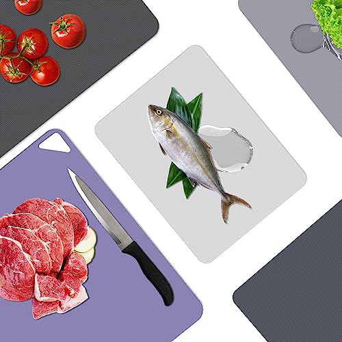 WK Flexible Plastic Cutting Boards for Kitchen Set of 10, Plastic Cutting Mats with Hole, Color Coded Cutting Board, Nonslip, BPA Free, Dishwasher Safe, Multi Size