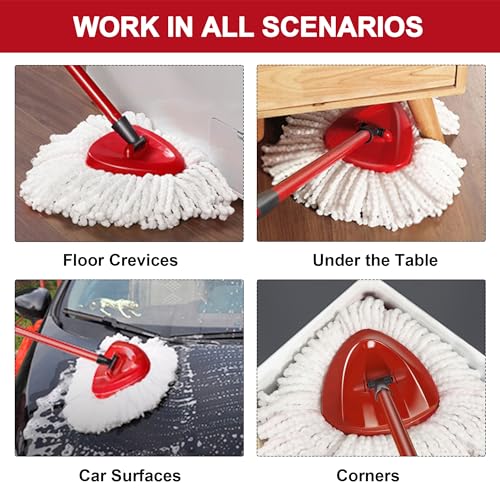 4 Pack Mop Heads Replacements for Easy Wring 1-Tank Spin System, Microfiber Spin Refills, Easy Cleaning Mop Repalce Head