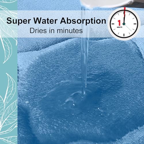 OLANLY Memory Foam Bath Mat Rug 30x20, Ultra Soft Bathroom Rugs, Blue | Thick Absorbent Carpet, Non-Slip Backing, Machine Washable, for Bathroom Floor, Tub, Shower and Home Decor Accessories