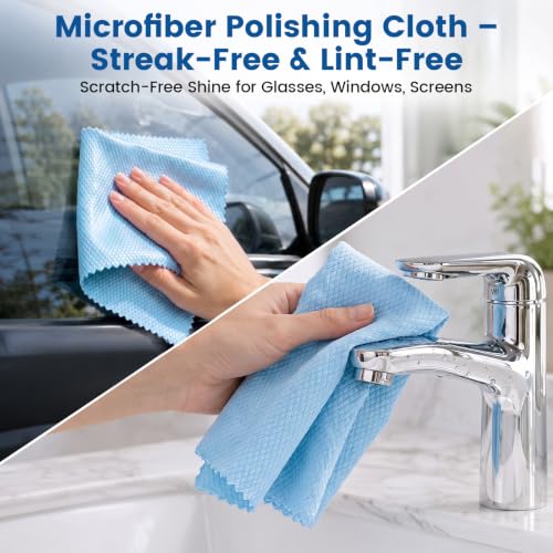 Niveaya 12 Pack Reusable Fish Scale Cloth, Microfiber Glass Cleaning Cloth | Quick Drying Polishing Cloth, Streak Free Lint Free Cleaning Rags for Glass Kitchen Window , Nano Cloth Magic Cleaning Towels