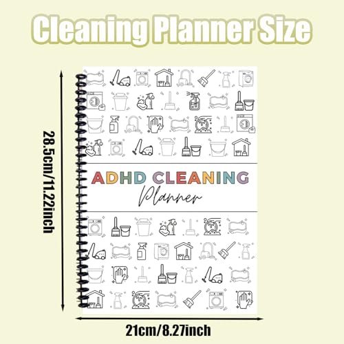 ADHD Cleaning Planner for Adults | Household Cleaning Schedule and Checklist Organizer, Daily, Weekly and Monthly Yearly Cleaning Checklist