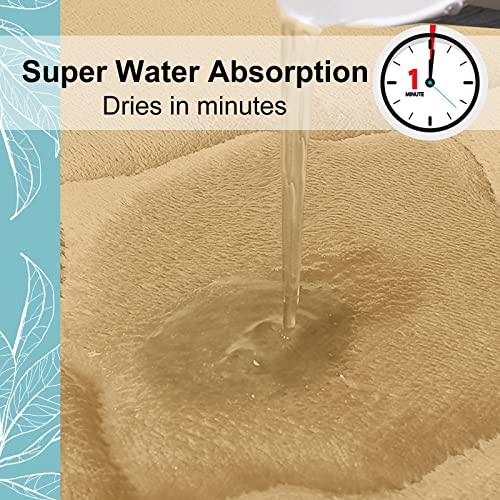 OLANLY Memory Foam Bath Mat Rug 24x16, Ultra Soft and Absorbent Bathroom Rugs, Non-Slip, Comfortable, Machine Washable Bath Carpet for Bathroom Floor, Tub, Shower and Home Decor Accessories, Beige