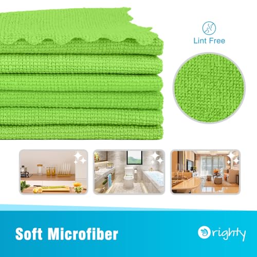 Orighty Microfiber Cleaning Cloth - 24 Pack, Green Cleaning Rags 12x11 inch | Microfiber Towels for Cars, Highly Absorbent Household Cleaning Supplies, Reusable Lint Free Cloths for House, Kitchen
