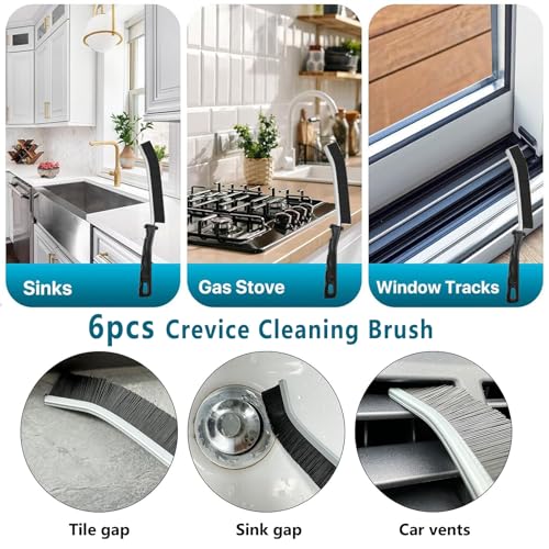 Crevice Cleaning Brush - Grout Scrub Brush, House Cleaning Supplies, Gap Cleaning Tools, Home Essentials, Gifts for Women Men, Hard Bristle Crevice Cleaner Brush for Household Use, Bathroom(11Pcs)