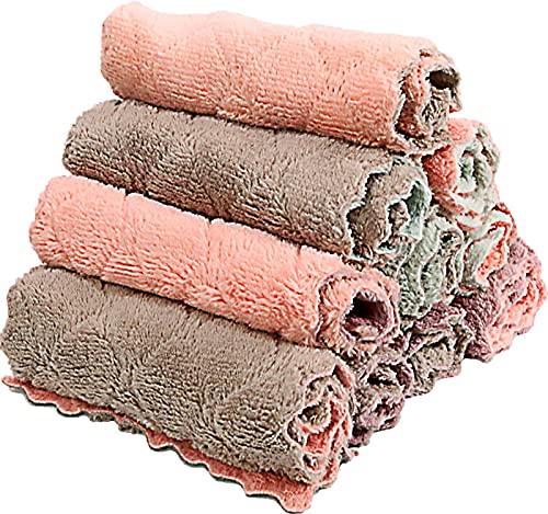 10 Pack Kitchen Cloth, Microfiber Dish Towels Washcloths, Super Absorbent Coral Velvet Dishtowels, Premium Cleaning Cloths,Non-Stick Oil Quick Dry Dish Towels, Soft Tea Towel, Table Cleaning Cloths.