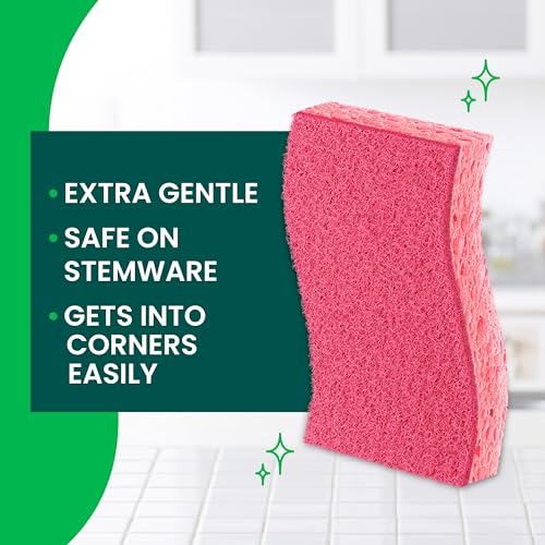 Scotch-Brite Delicate Clean Non-Scratch Scrub Sponge, 3 Pack | Kitchen Sponges for Cleaning Home, Bathroom, Effective + Gentle Dish Scrubber, Safe on Nonstick surfaces
