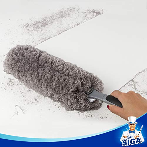 MR.SIGA Lint Free Microfiber Duster, Washable Duster for Household Cleaning | Microfiber hand duster, machine washable feather duster, dusters for cleaning, non slip handle, replaceable head