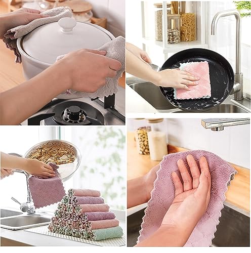 12 Pack Cleaning Cloth Kitchen Cloth, Dish Towels Super Absorbent Coral Velvet Dishtowels, Microfiber Premium Soft Tea Towels, Quick Dry Rags, Multipurpose Reusable Washcloths, Non-Stick Oil Cloths.