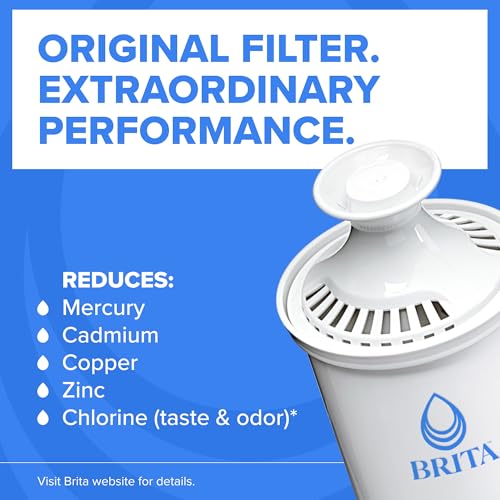 Brita Small 6-Cup Water Filter Pitcher, Includes 1 Filter, White | WQA and NSF/ANSI Certified, Reduces Chlorine, Copper, Mercury &amp; Cadmium, Lasts 2 Months, Household Essential