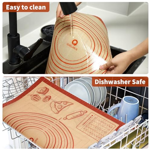 Non-slip Silicone Pastry Baking Mat 28''x 20'' Extra Large for Pastry Bread | Non-Stick Mat with Measurements, Counter Dough Rolling Oven Liner Fondant Pie Crust Sourdough Supplies Household Baking Gift