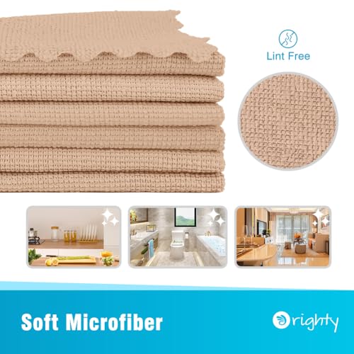 Orighty Microfiber Cleaning Cloth - 24 Pack, Brown Cleaning Rags 12x11 inch | Microfiber Towels for Cars, Highly Absorbent Household Cleaning Supplies, Reusable Lint Free Cloths for House, Kitchen
